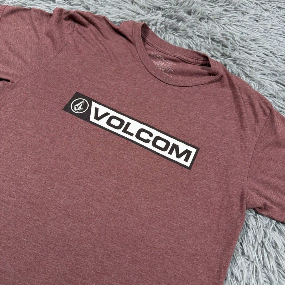 Volcom Stone Shirt Medium Red White Center Spellout Casual Pullover Tee Mens
